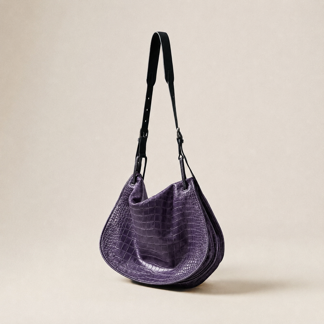 Hobo Bag｜Amethyst Croc™ LeatherLikee material-first bag