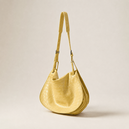 LeatherLikee Soft Hobo Bag-L｜Sand Glow Croc Cell™ LeatherLikee textured leather bag