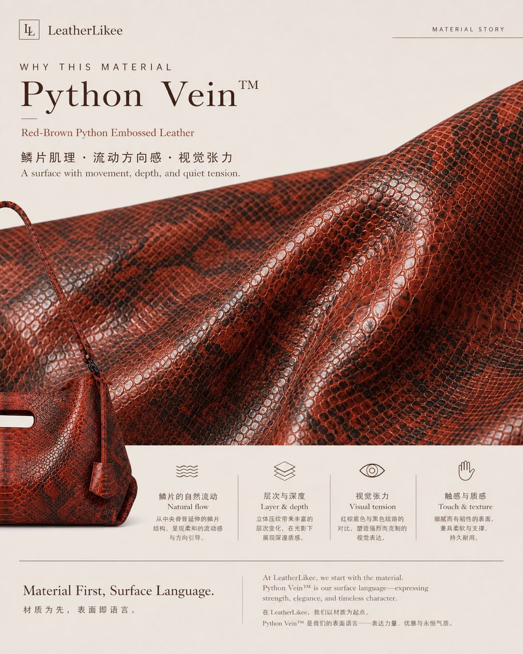 LeatherLikee Tote Bag｜Python Vein™