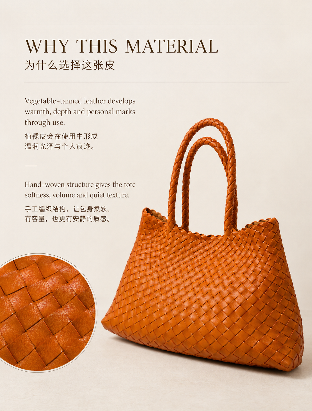 LeatherLikee Woven Tote Bag｜Sunset Resin Wax™ - Detail page 02