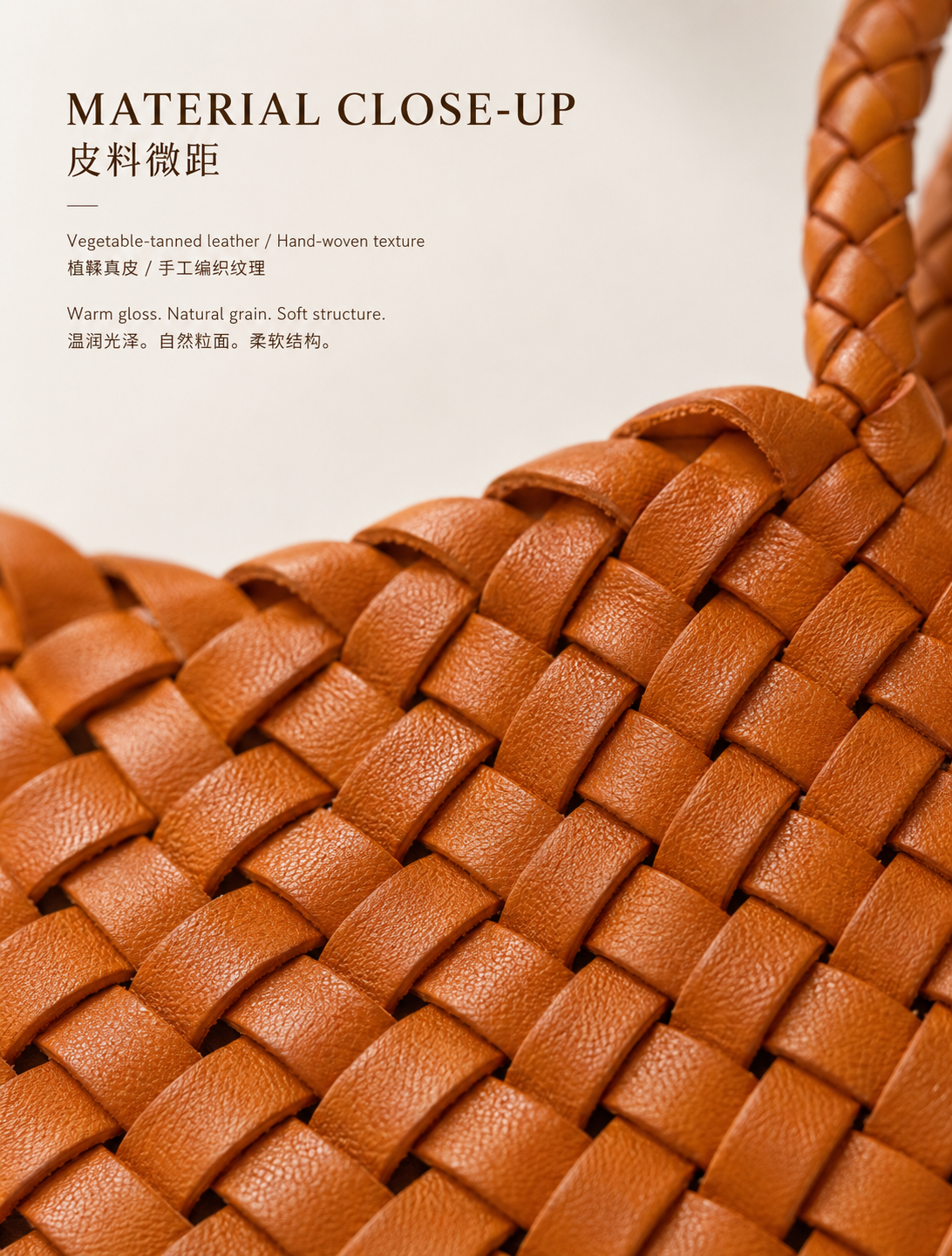 LeatherLikee Woven Tote Bag｜Sunset Resin Wax™ - Detail page 03
