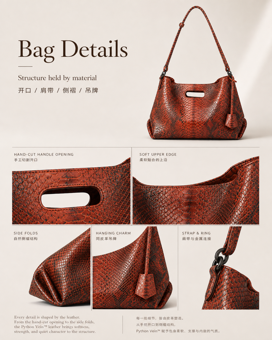 LeatherLikee Tote Bag｜Python Vein™