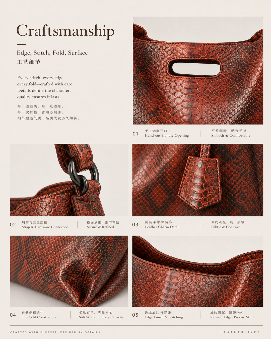 LeatherLikee Tote Bag｜Python Vein™