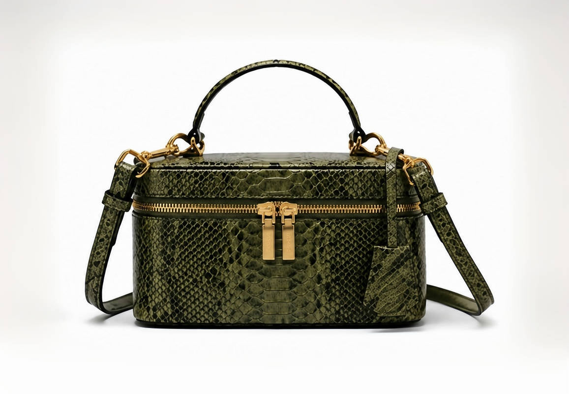 Python Vein™ Textured Leather Vanity Bag
