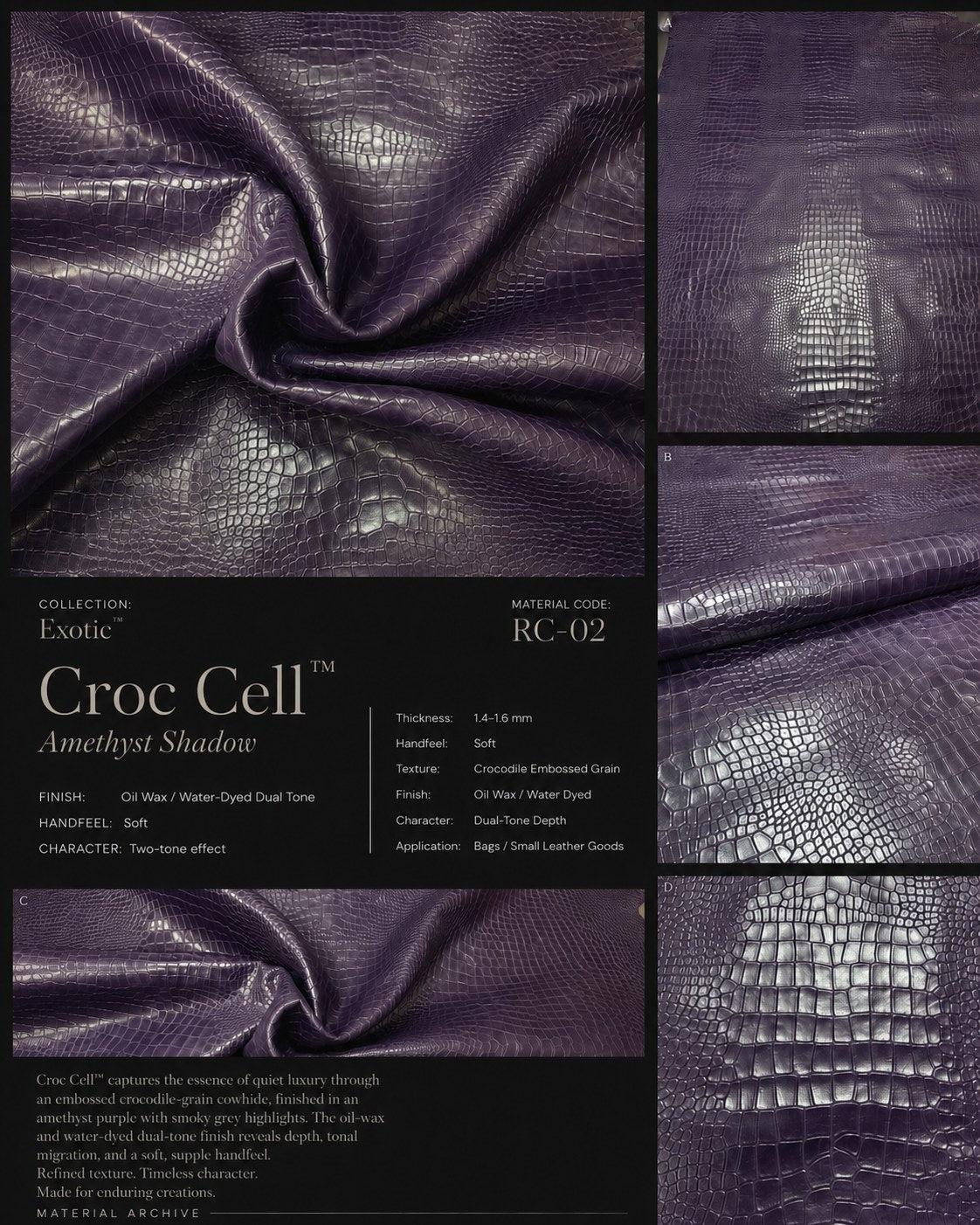 Croc Cell purple crocodile texture leather material detail archive image