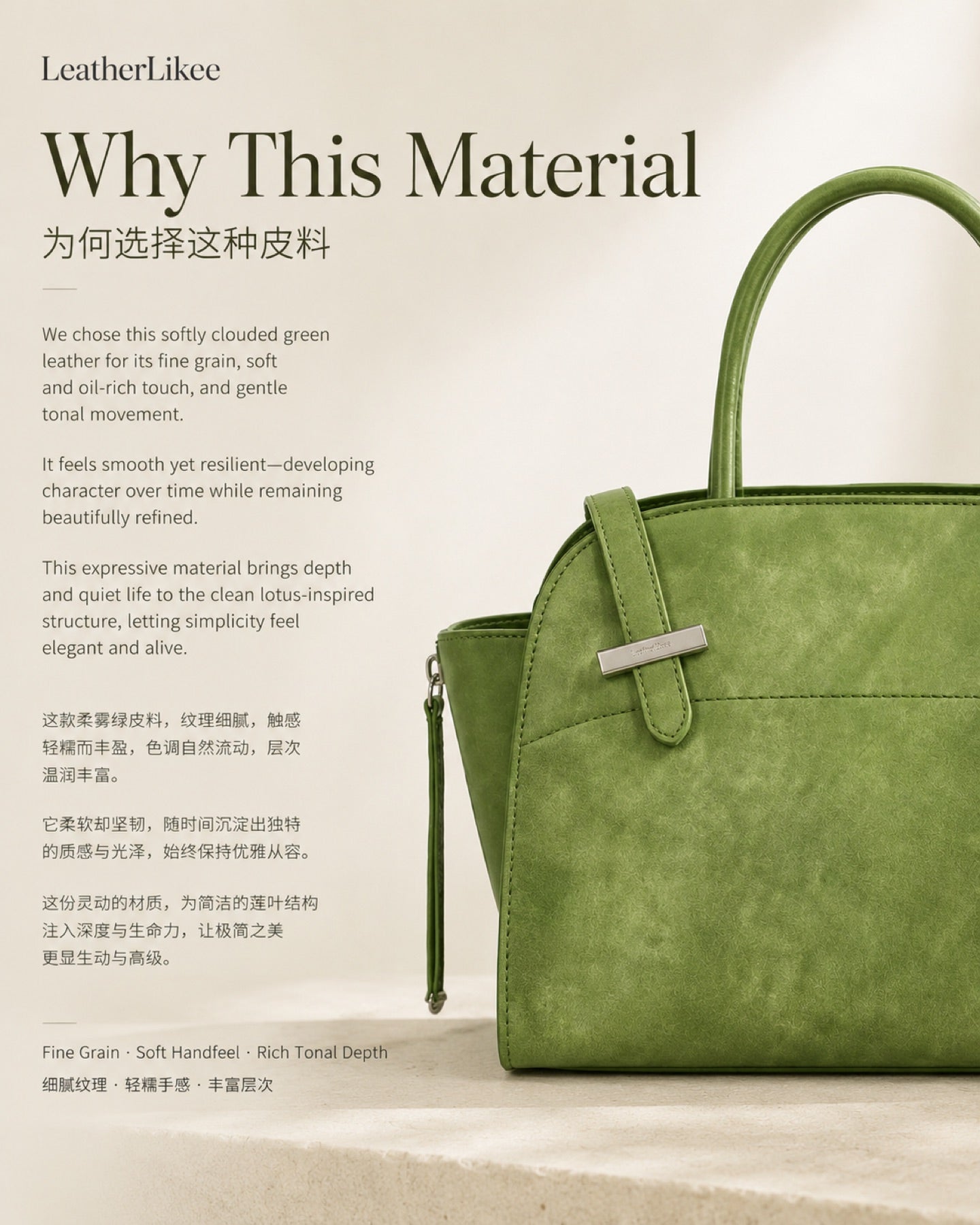 Lotus Grain™ Small Textured Leather Tote Bag with textured leather surface
