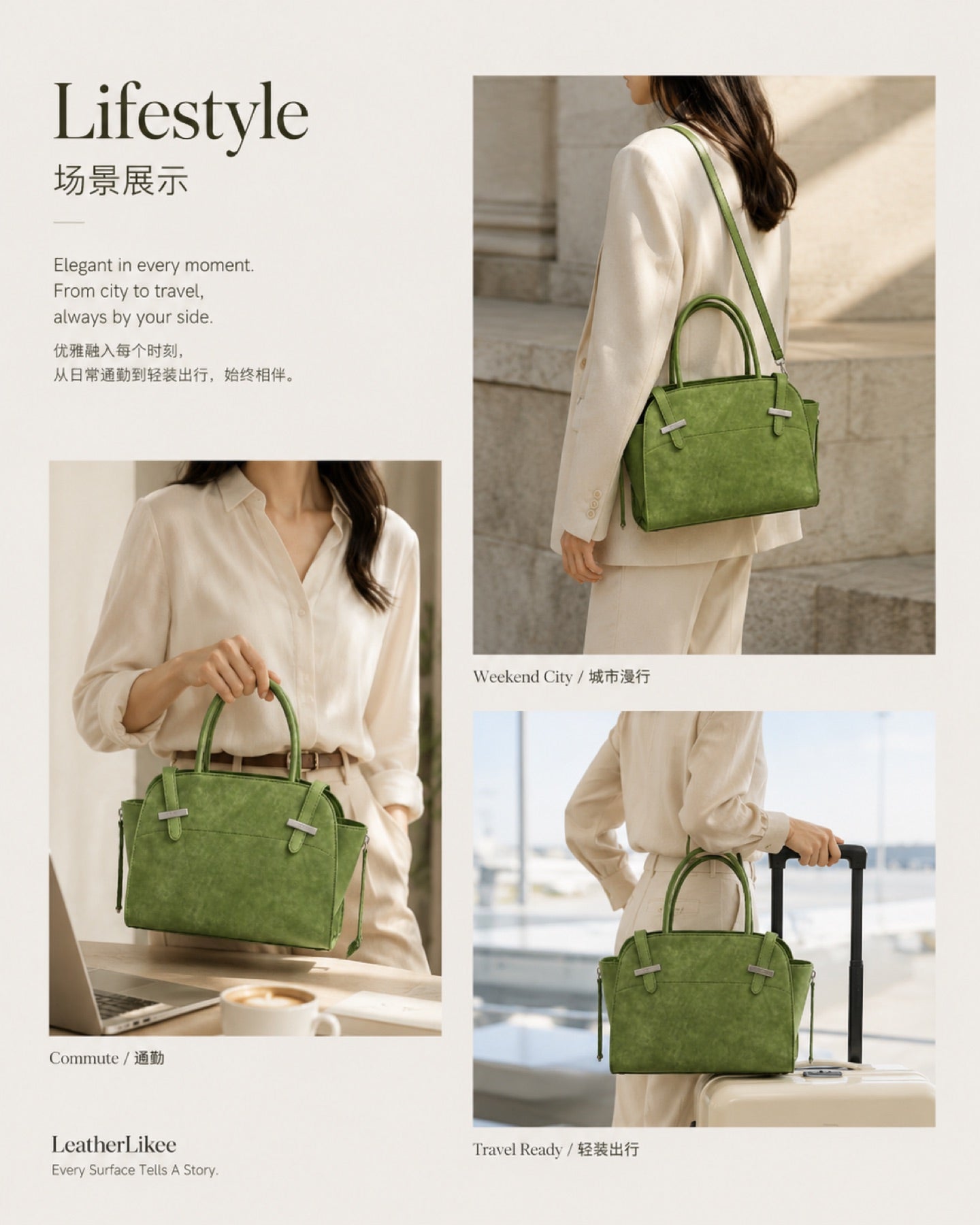 Lotus Grain™ Small Textured Leather Tote Bag with textured leather surface