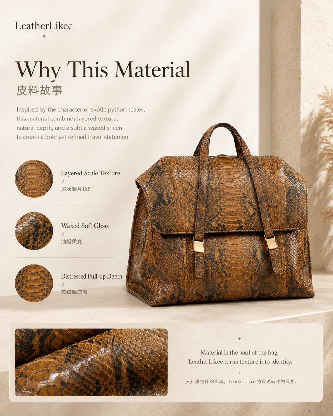 Python Archive™ Reptile Texture Leather Backpack