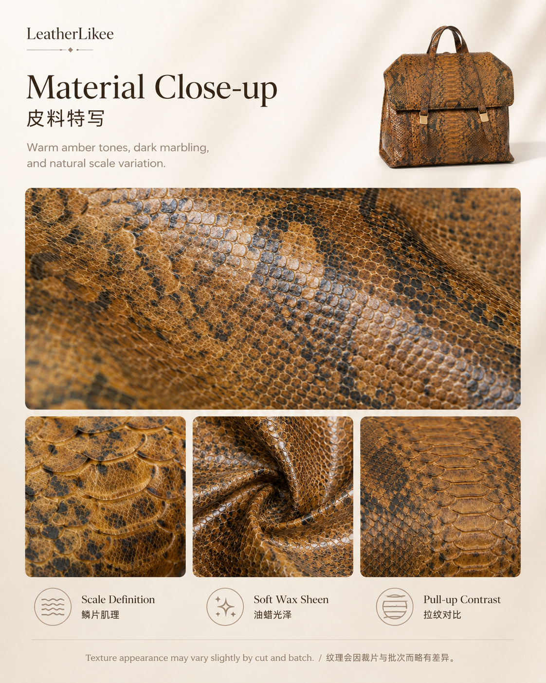 Python Archive™ Reptile Texture Leather Backpack