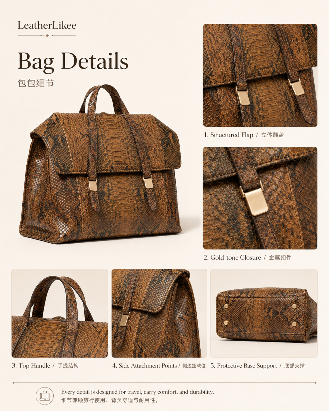 Python Archive™ Reptile Texture Leather Backpack