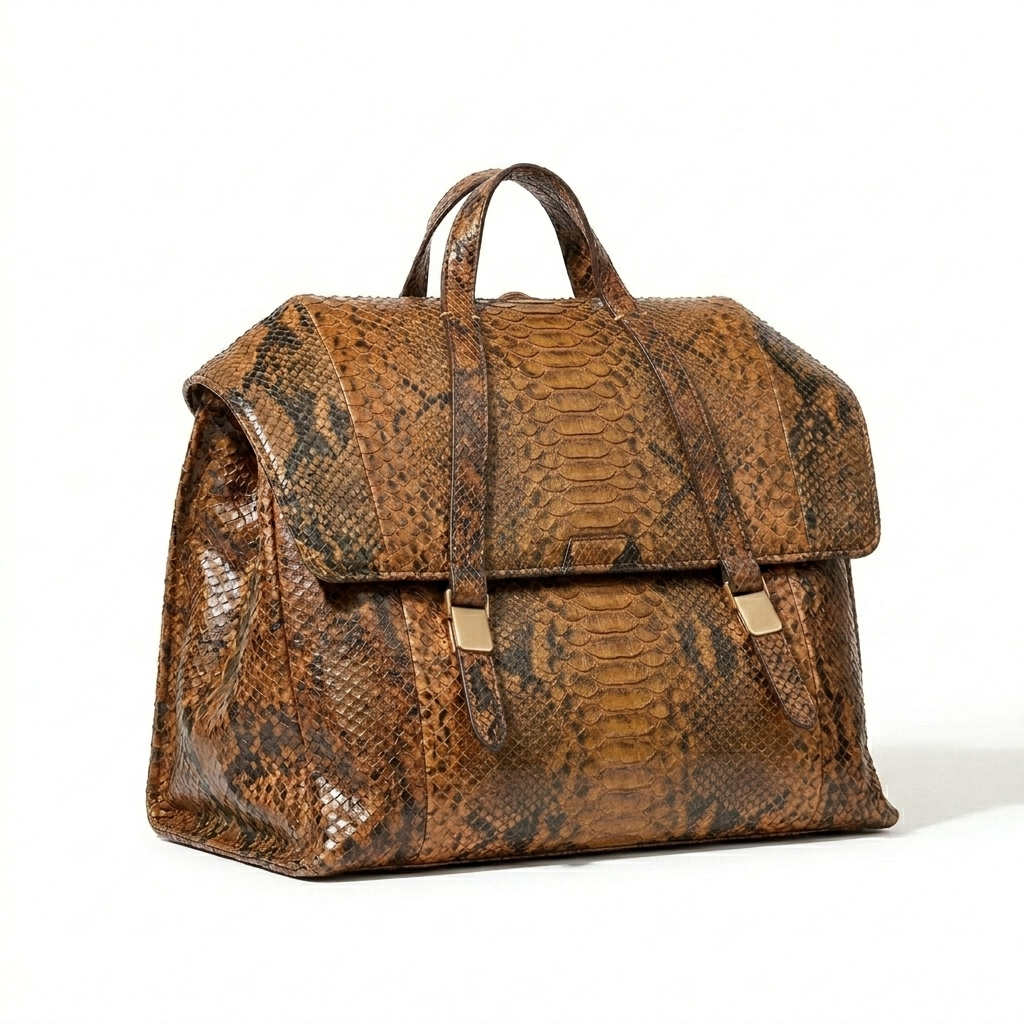 Reptilia leather surface with layered reptilian scale geometry